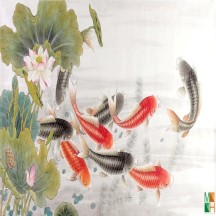 Tranh dán tường phong thủy cá chép TA - 007
