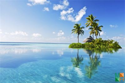 Tranh dán tường Hàn Quốc 3D bãi biển BE - 009