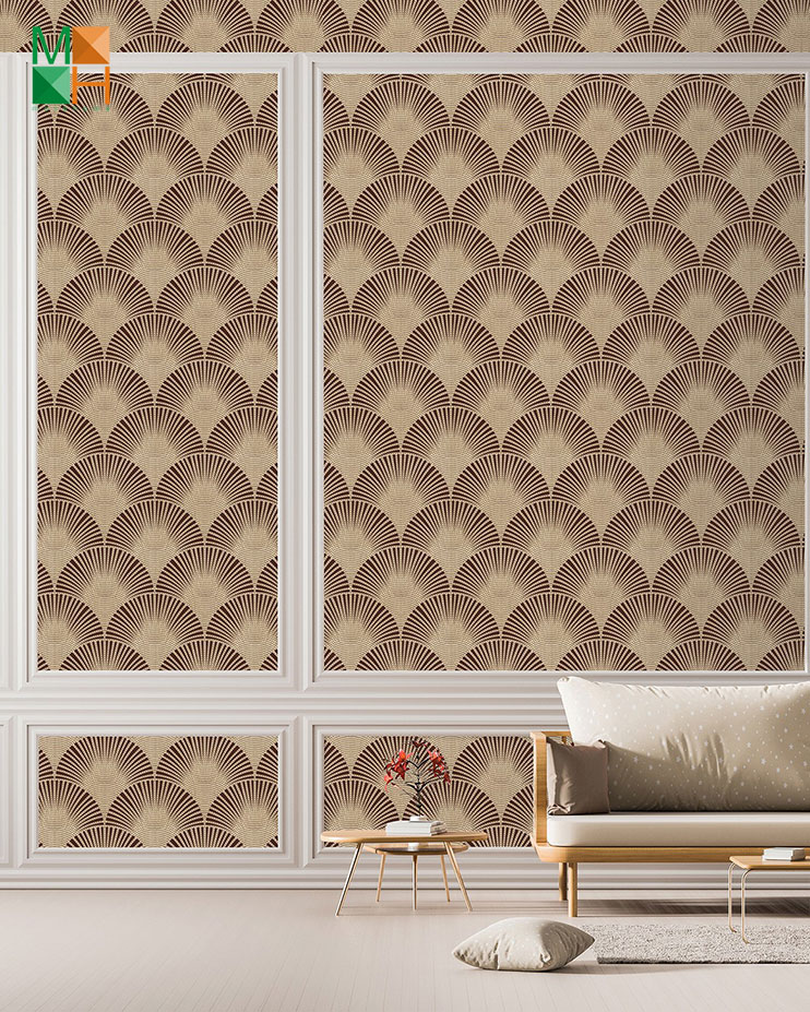  Giấy dán tường 3D màu nâu họa tiết tròn xếp chồng 6803-3