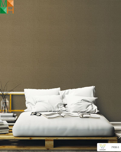  Giấy dán tường hiện đại vân nổi 7908 màu trắng, kem, nâu nhạt, nâu đậm