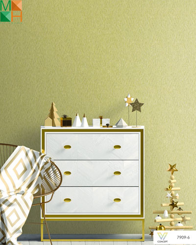  Giấy dán tường cao cấp 7909 hiện đại màu xám bạc, trắng, ghi khói, xanh thẫm, vàng đồng