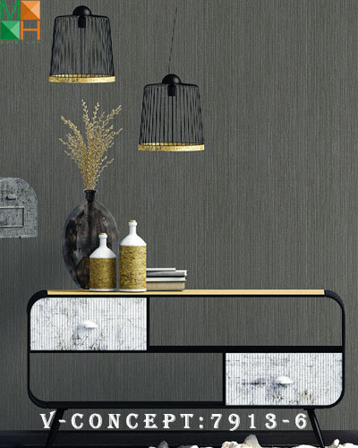  Giấy dán tường hàn quốc kẻ sọc dọc vân nổi 7913 màu trắng, kem, ghi, xám đậm