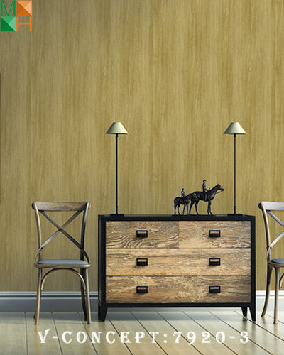  Giấy dán tường giả gỗ vân nổi 7920 tông màu vàng, nâu, trắng, xám