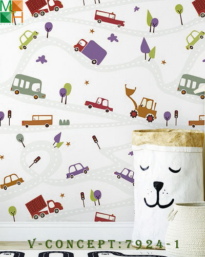  Giấy dán tường trẻ em phương tiện giao thông 7924 sáng tạo, độc đáo