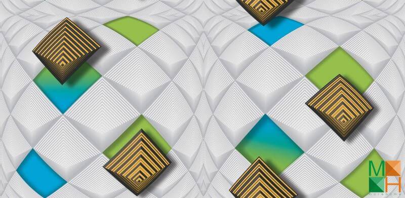 Giấy dán tường họa tiết hình khối thi công tại Hàng Buồm, Hoàn Kiếm, Hà Nội 88120-2