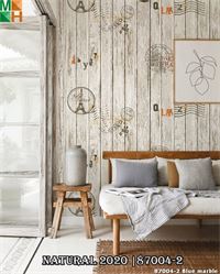 Giấy dán tường 3D giả gỗ họa tiết tháp Eiffel 87004 màu trắng, be.