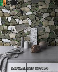 Giấy dán tường 3D giả đá viên tự nhiên 87012 màu rêu.