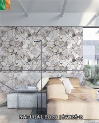 Giấy dán tường 3D giả đá 87028 màu trắng xám.