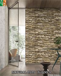 Giấy dán tường 3D giả đá cao cấp 87030 màu be, xám đen