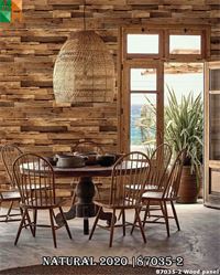 Giấy dán tường giả gỗ tấm ngang 87035 màu nâu đậm, nhạt