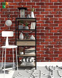 Giấy dán tường 3d vân gạch màu đỏ đẹp 6816-4
