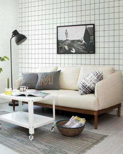 Giấy dán tường Hàn Quốc họa tiết kẻ caro 7033-1 7034-1